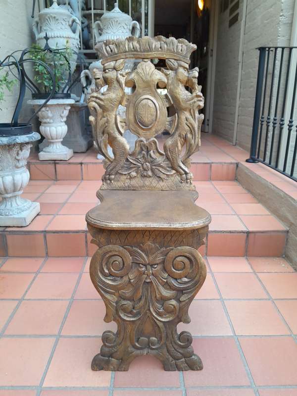 A 19th Century French Heavily Carved Oak Hand Gilded In Gold Leaf Statement Chair