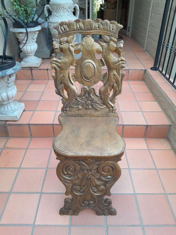 A 19th Century French Heavily Carved Oak Hand Gilded In Gold Leaf Statement Chair