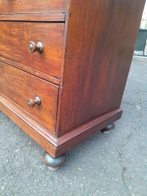 A 19TH Century Antique Victorian Mahogany Linen Press With Drawers and Shelves