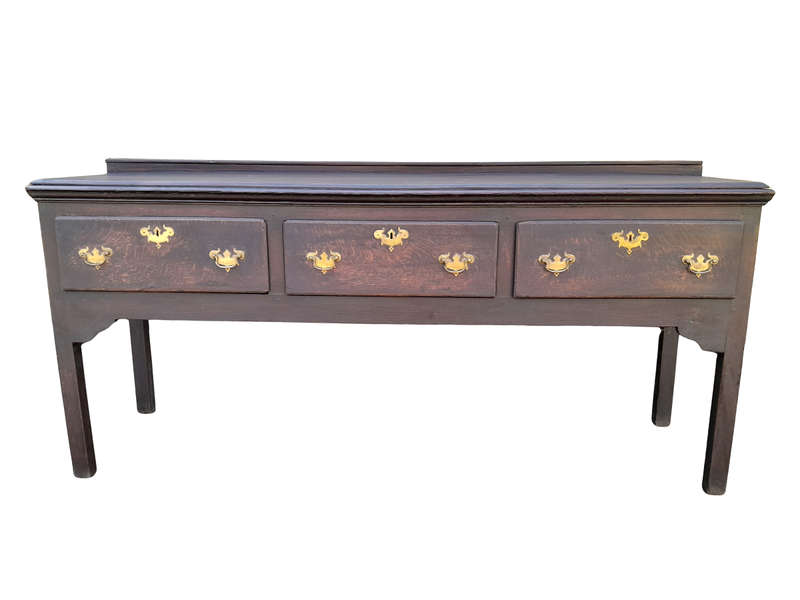 An Antique Georgian Oak Server with Three Drawers and Brass Handles Good Patina