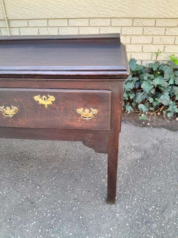 An Antique Georgian Oak Server with Three Drawers and Brass Handles Good Patina