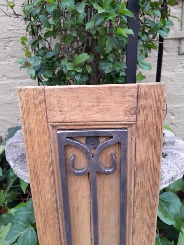 A 20th Century Pair of French Decorative Bevelled Wooden Wall Panels with Wrought Iron Design Ele...