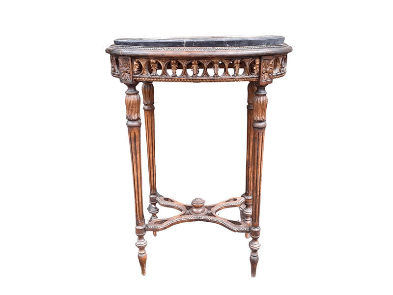 An Antique French Giltwood Table with Marble Top