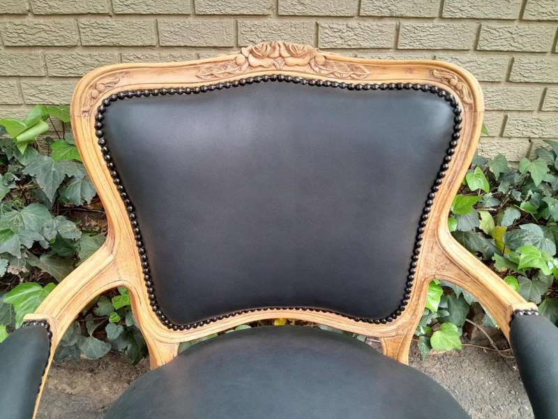 A 20th Century Pair of French Style Carved Fruitwood Armchairs in a Contemporary Bleached Finish ...