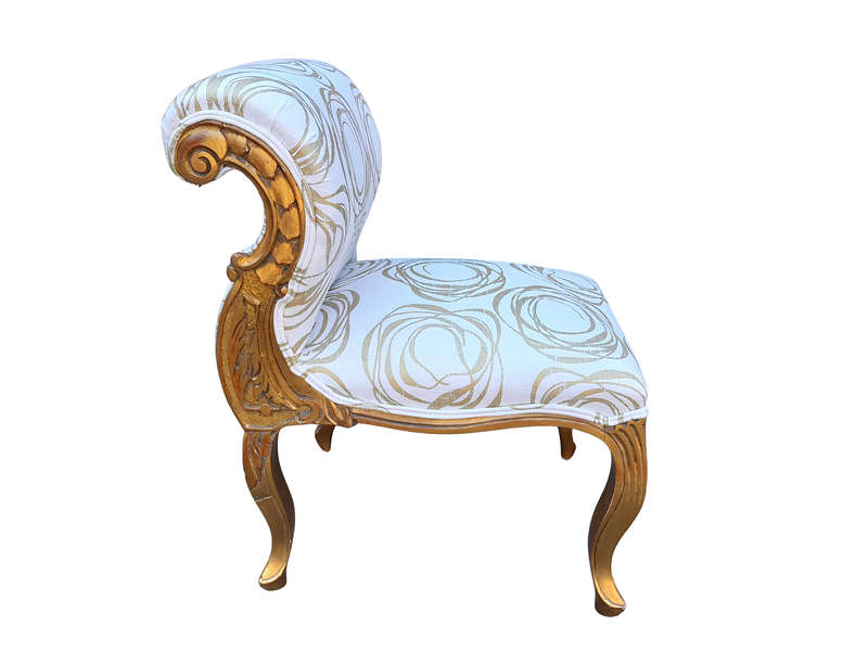 A 20TH Century Carved Giltwood Chair In A Fabric Custom Made For The Crown Collection