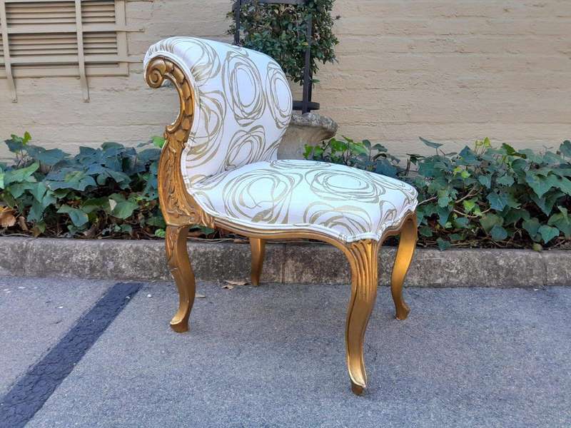 A 20TH Century Carved Giltwood Chair In A Fabric Custom Made For The Crown Collection