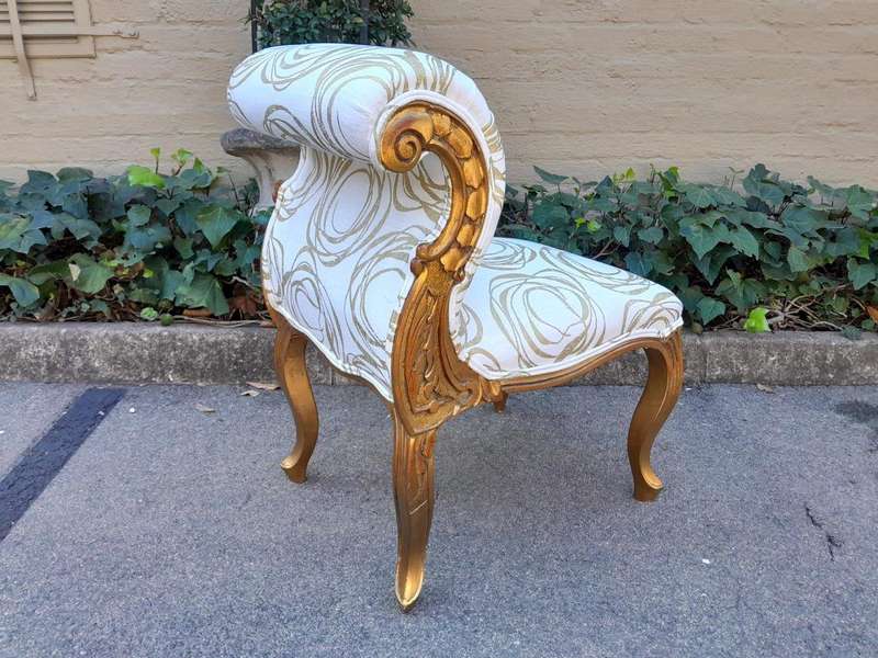 A 20TH Century Carved Giltwood Chair In A Fabric Custom Made For The Crown Collection