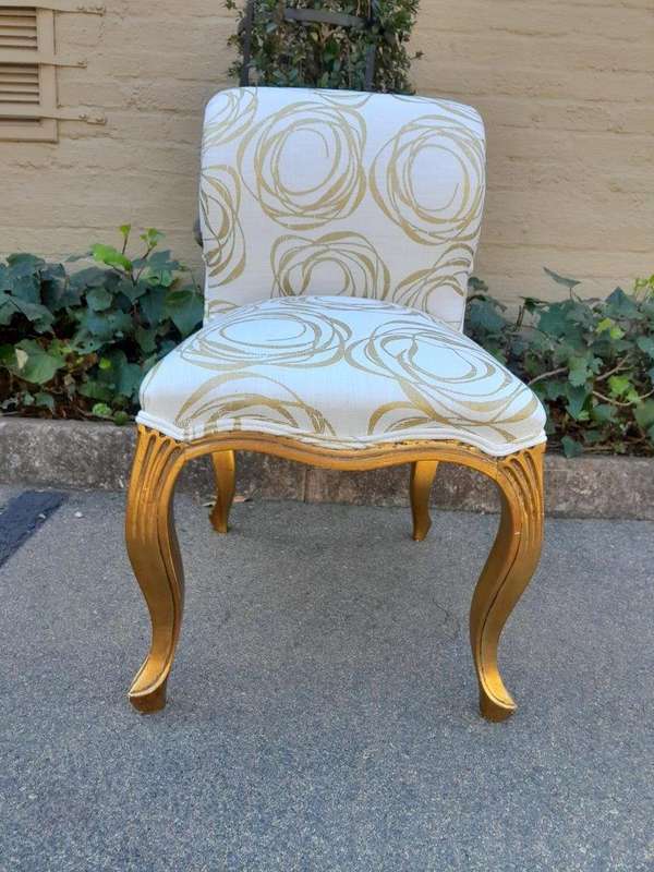 A 20TH Century Carved Giltwood Chair In A Fabric Custom Made For The Crown Collection
