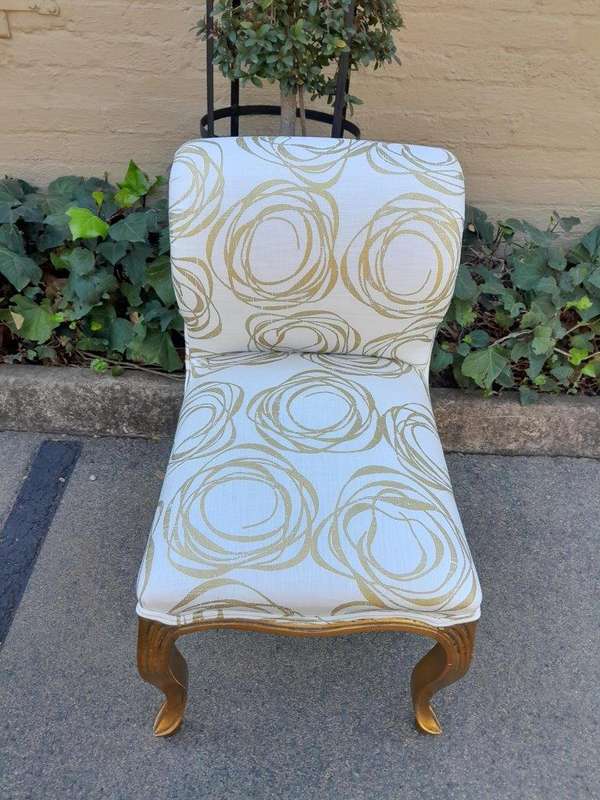 A 20TH Century Carved Giltwood Chair In A Fabric Custom Made For The Crown Collection