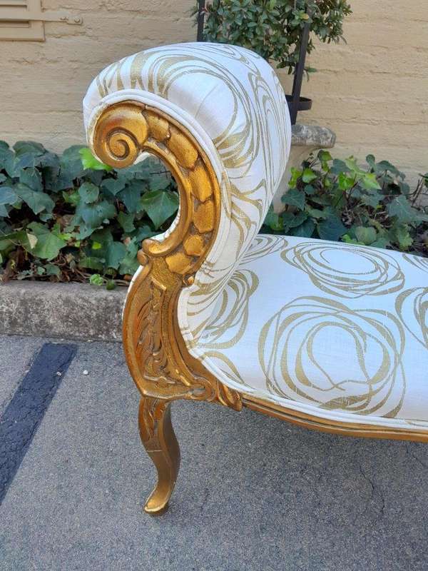 A 20TH Century Carved Giltwood Chair In A Fabric Custom Made For The Crown Collection