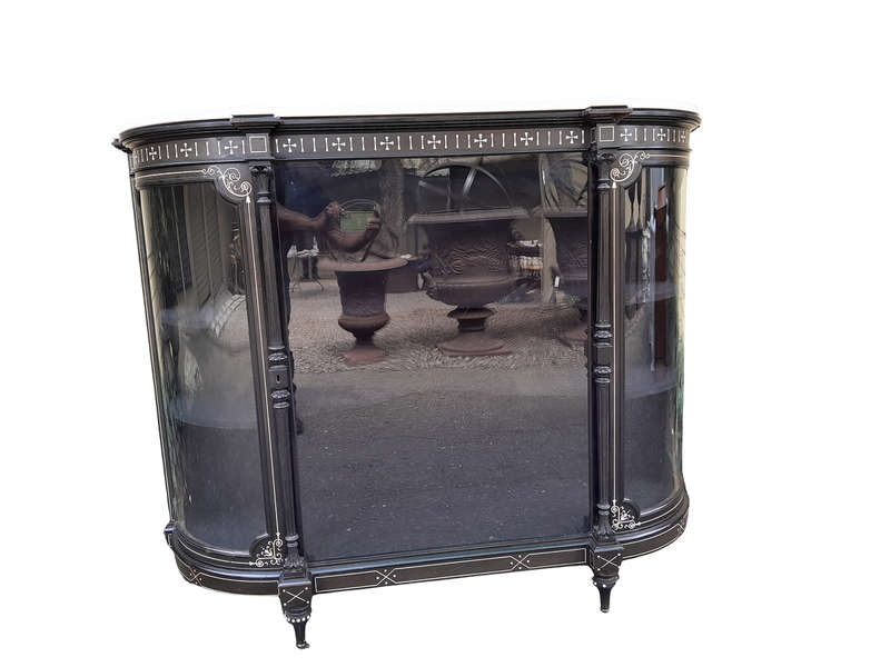 An Antique Edwardian Ebonised Cabinet/Credenza with Ivory Inlay