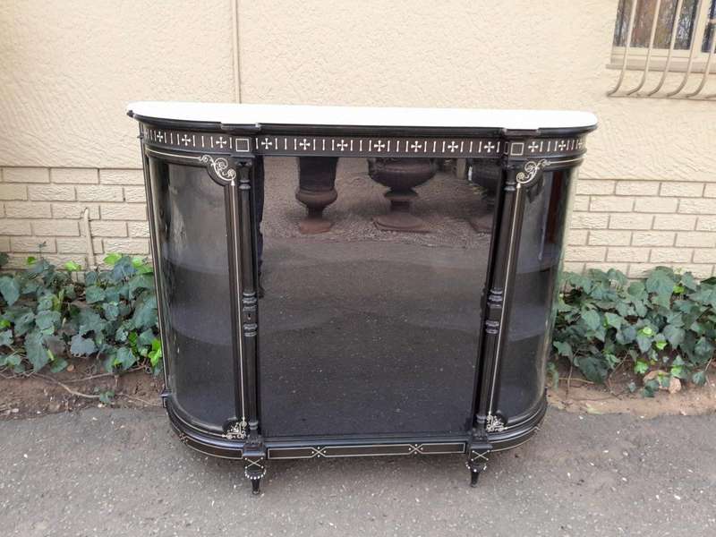 An Antique Edwardian Ebonised Cabinet/Credenza with Ivory Inlay
