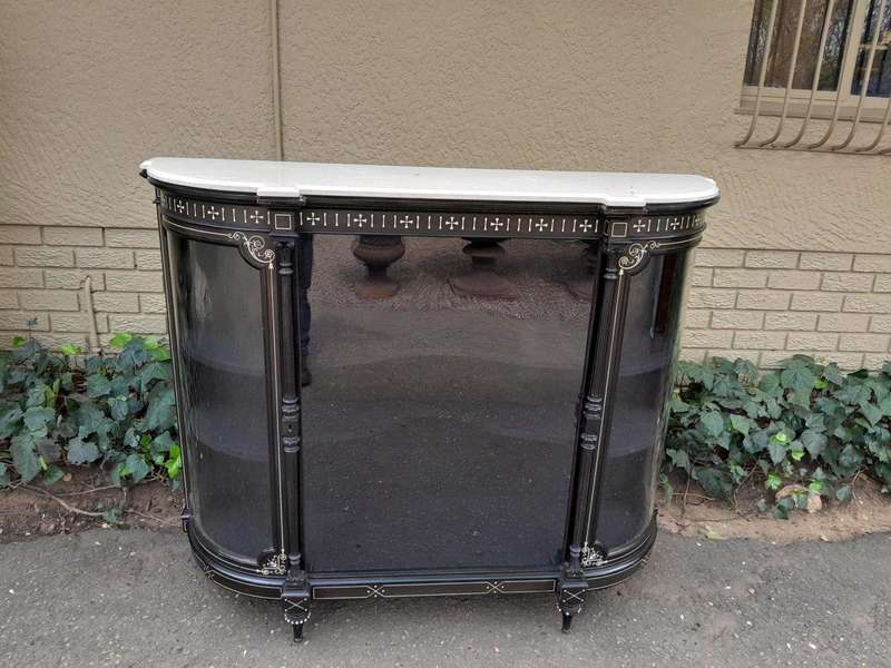 An Antique Edwardian Ebonised Cabinet/Credenza with Ivory Inlay