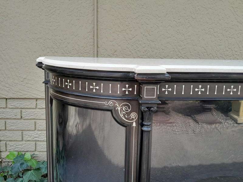 An Antique Edwardian Ebonised Cabinet/Credenza with Ivory Inlay