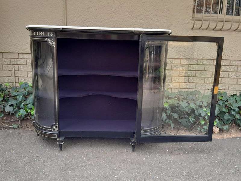An Antique Edwardian Ebonised Cabinet/Credenza with Ivory Inlay