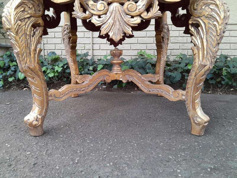 A 20th Century French Style Carved and Painted Coffee Table with Marble Top