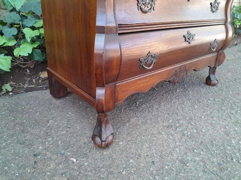 A 19th Century French Provincial Louis XVI-style Oakwood Bombe Chest of Drawers with Galala Cream...