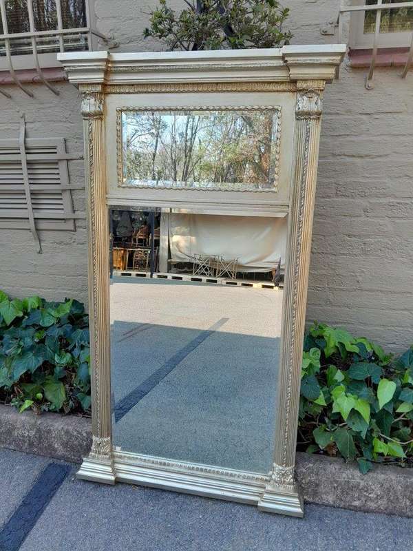 A 20th Century French Empire Style Hand Gilded with Gold Leaf Giltwood Pier Mirror