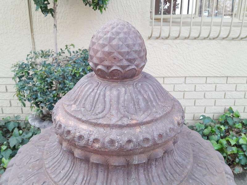 A Rare and Massive Extremely Heavy Pair of Cast Iron Urns with Tops