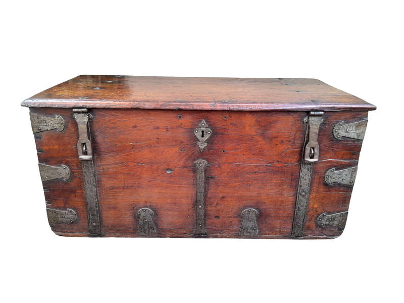 A Late 18th / Early 19th Century Teak And Iron Chest