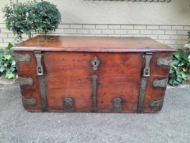 A Late 18th / Early 19th Century Teak And Iron Chest