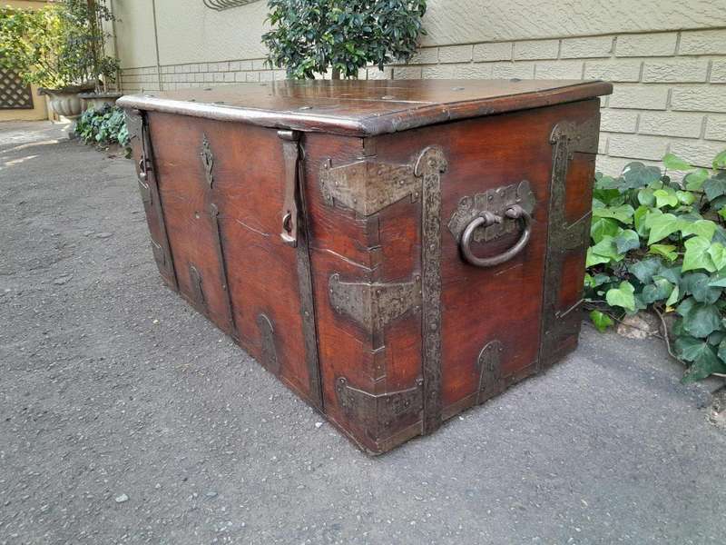 A Late 18th / Early 19th Century Teak And Iron Chest