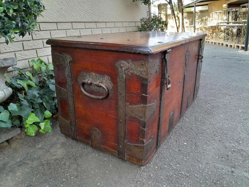 A Late 18th / Early 19th Century Teak And Iron Chest