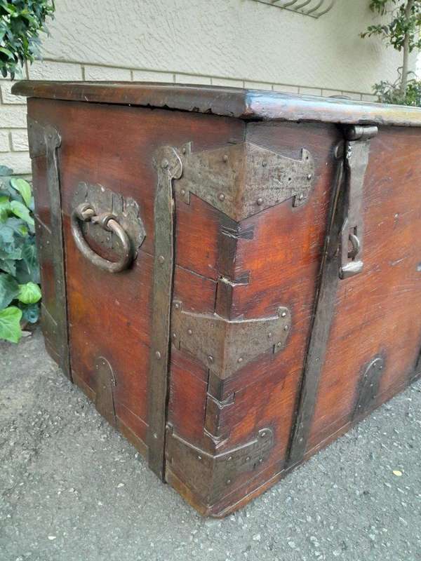 A Late 18th / Early 19th Century Teak And Iron Chest