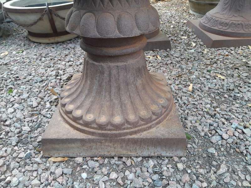 A Pair of 20th Century French Cast Iron Urns of Large