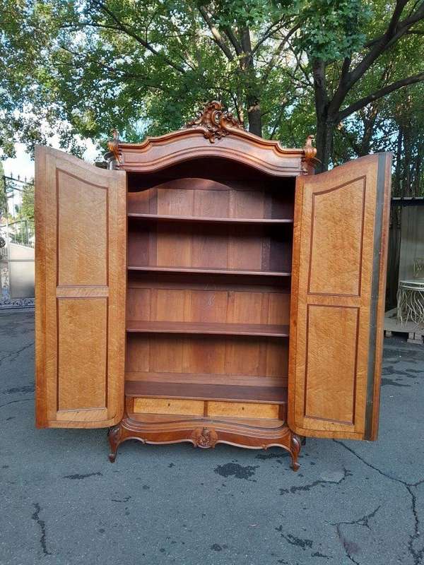 A 20th Century French Louis XV Style Walnut Armoire with Bevelled Mirrors