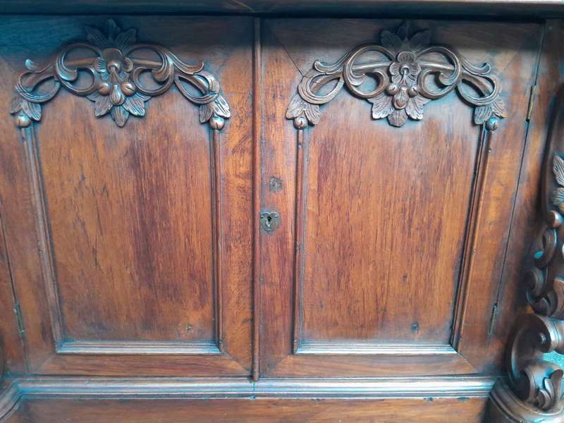 A 19th Century Victorian Carved Mahogany Bookcase Cabinet display / bookcase cabinet with Glazed ...