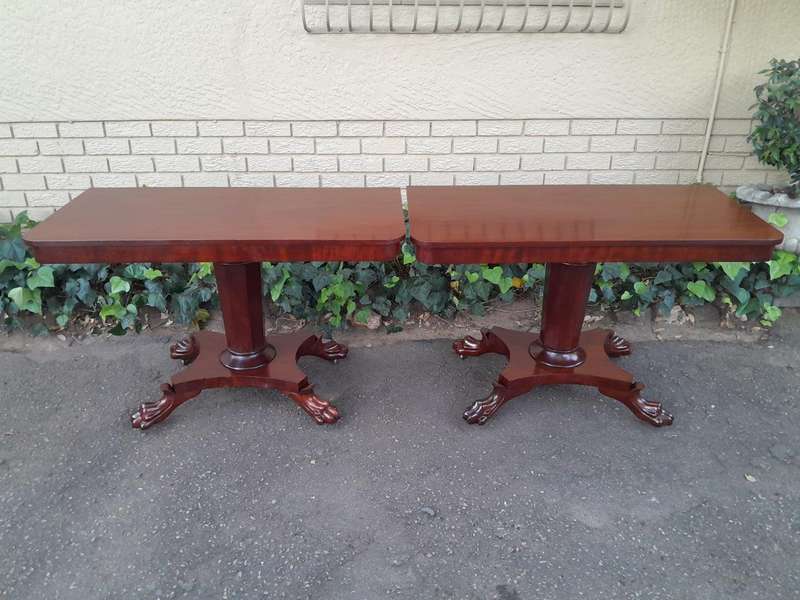 An Antique Pair of William IV Mahogany Console Tables  /  Bedside Tables / Pedestals