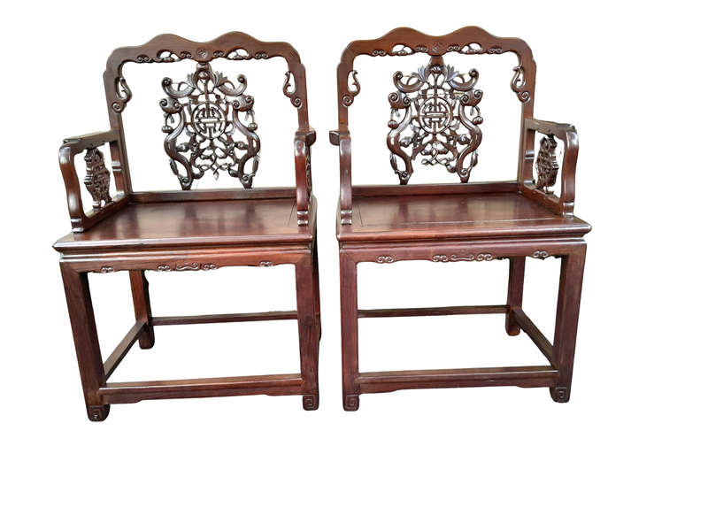 An Antique 19TH Century Pair of Chinese Qing Dynasty Chairs  ND