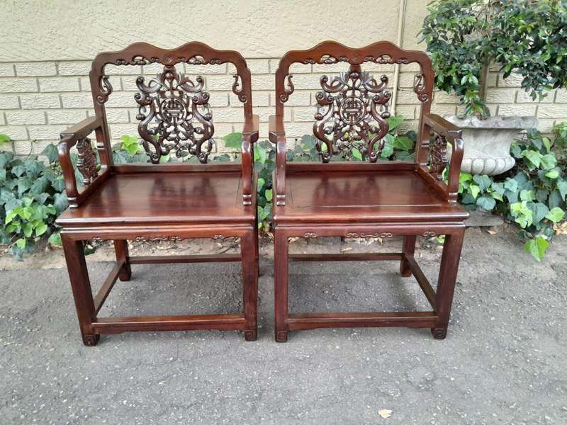 An Antique 19TH Century Pair of Chinese Qing Dynasty Chairs  ND