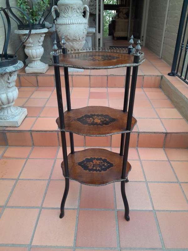 A 19th Century French Walnut and Marquetry Etagere / Table with Gilt Mounts