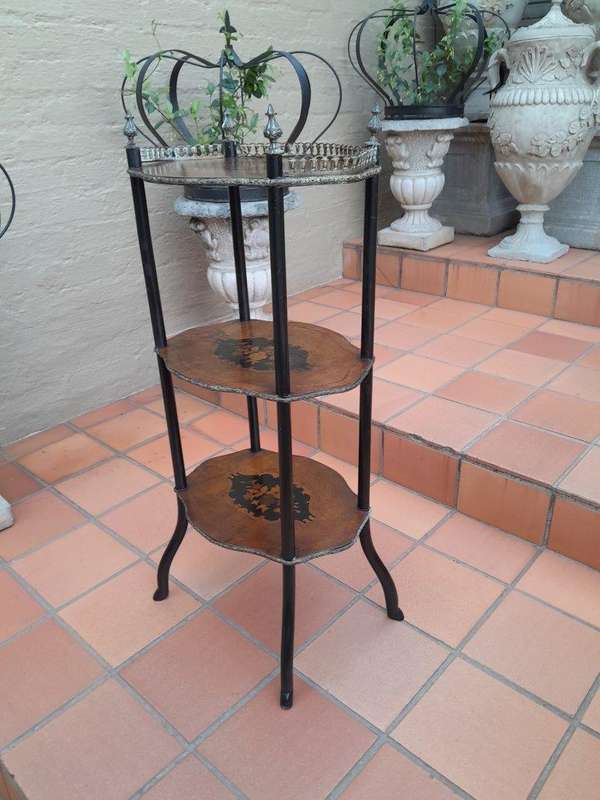 A 19th Century French Walnut and Marquetry Etagere / Table with Gilt Mounts