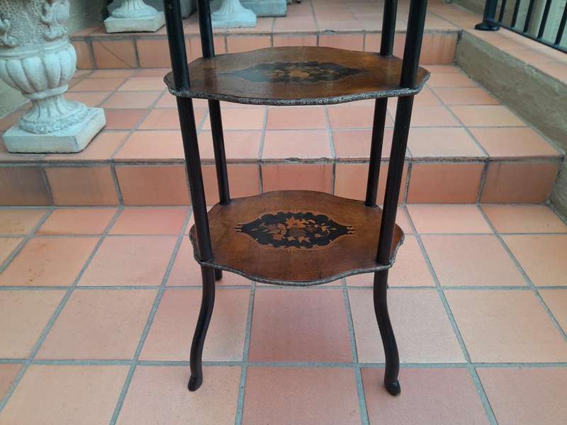 A 19th Century French Walnut and Marquetry Etagere / Table with Gilt Mounts