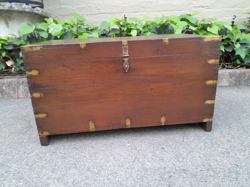 An Early 1900 Anglo Indian Brass Bound Military Campaign Chest with Brass Hardware ND