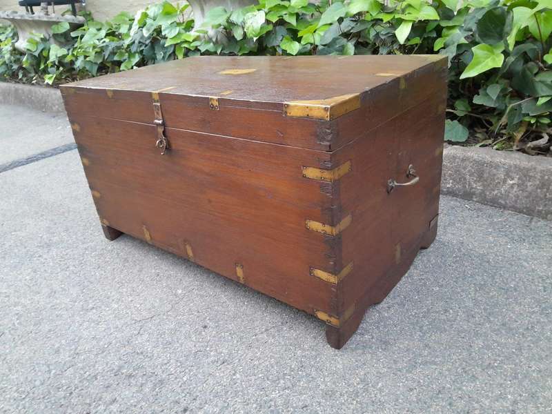 An Early 1900 Anglo Indian Brass Bound Military Campaign Chest with Brass Hardware ND