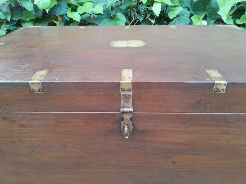 An Early 1900 Anglo Indian Brass Bound Military Campaign Chest with Brass Hardware ND