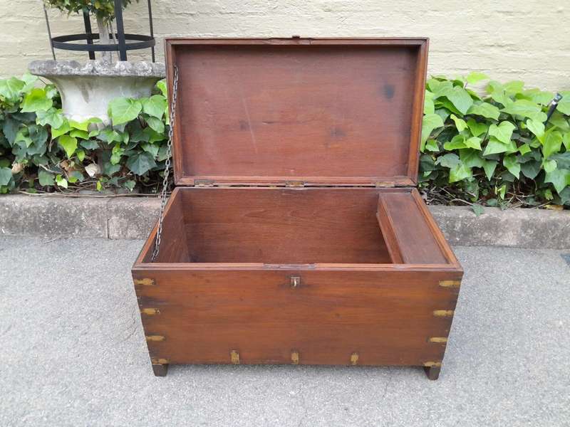 An Early 1900 Anglo Indian Brass Bound Military Campaign Chest with Brass Hardware ND