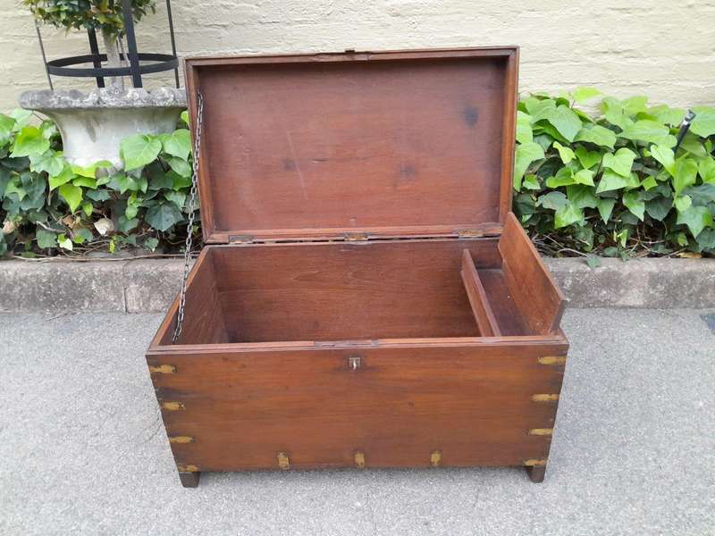 An Early 1900 Anglo Indian Brass Bound Military Campaign Chest with Brass Hardware ND