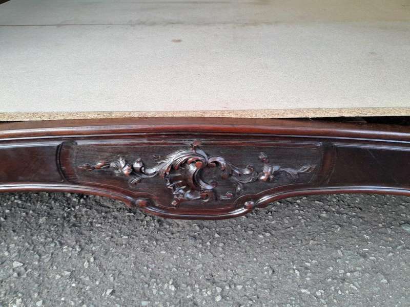 A 20th Century French Ornately Carved Rosewood Double Bed with Headboard, Footboard and Side Rails