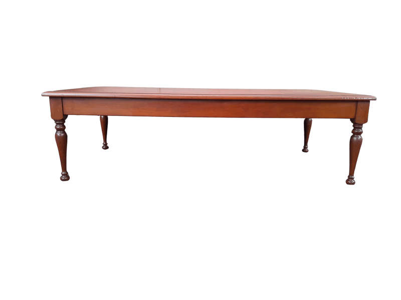 An Antique 19th Century Massive Wooden Library Table With Tooled and Inlaid Leather