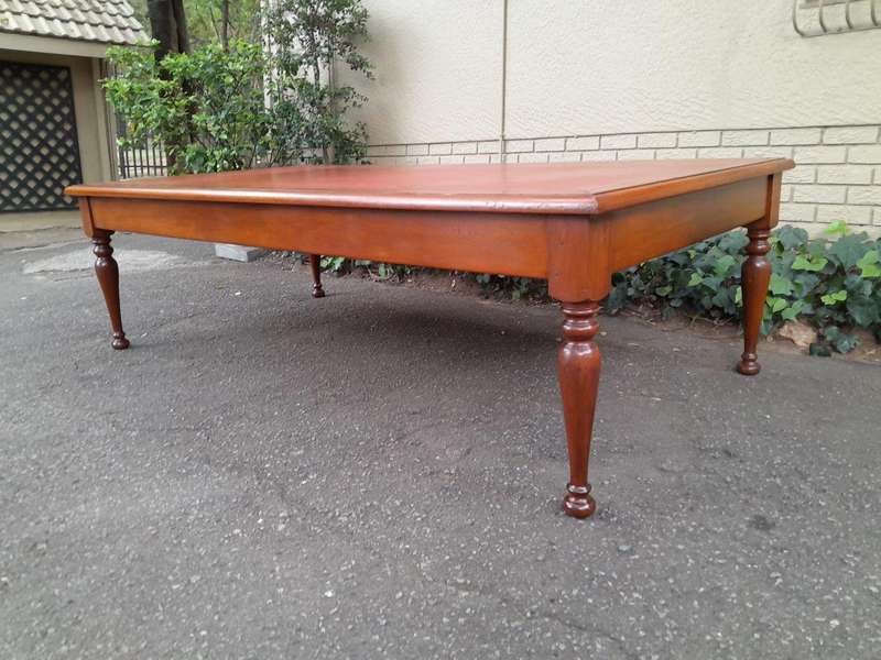 An Antique 19th Century Massive Wooden Library Table With Tooled and Inlaid Leather