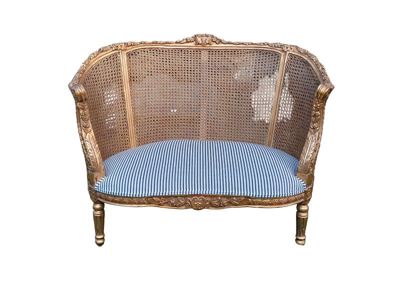A French Style Giltwood Rattan Bergere Extra Large Chair