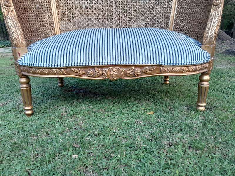 A French Style Giltwood Rattan Bergere Extra Large Chair