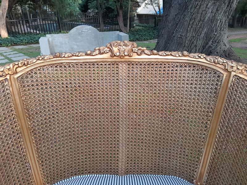 A French Style Giltwood Rattan Bergere Extra Large Chair