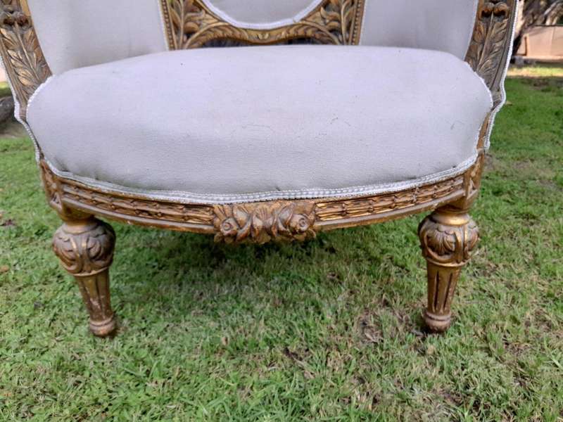 A Pair Of French Style Giltwood Ornate Arm Chairs