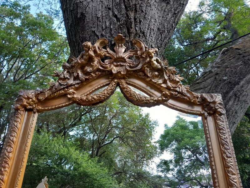 A French Rococo Style Ornately Carved & Gilded Bevelled Mirror